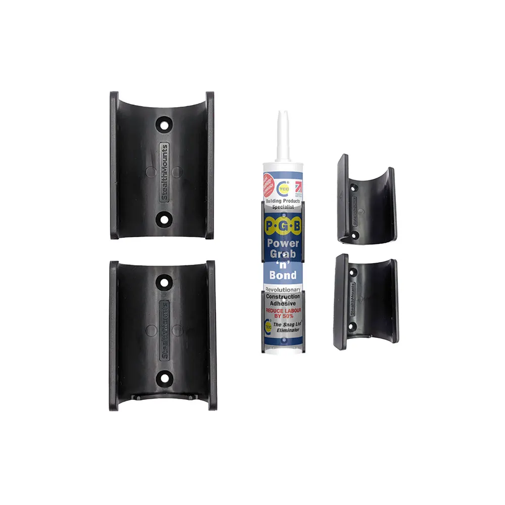 STEALTHMOUNTS Silicone/Adhesive Holder Black Tube Mounts - 2 Pack OM-TBE-BLK-2