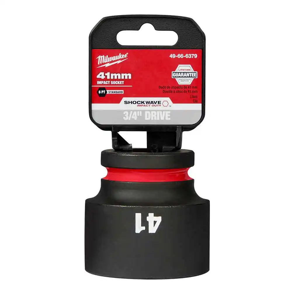 MILWAUKEE SHOCKWAVE 3/4inch Drive 41mm Standard 6 Point Impact Socket 49666379
