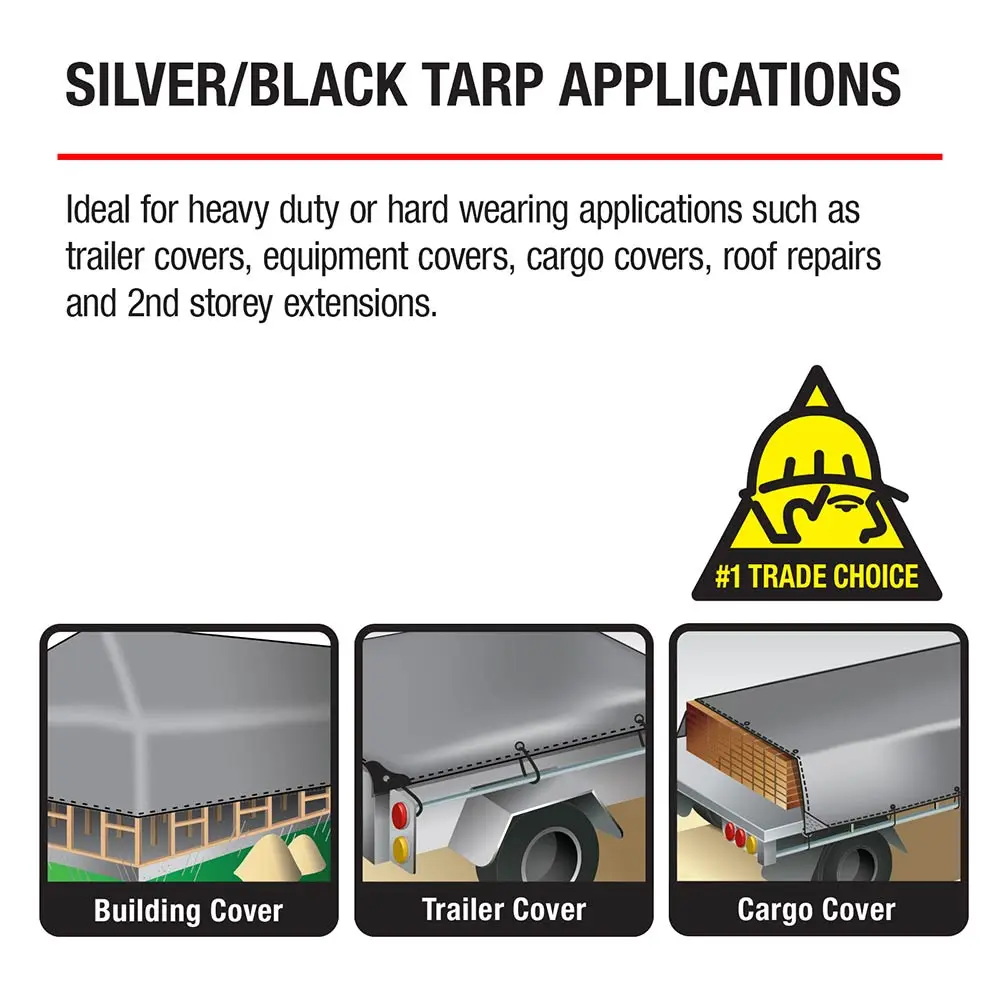 POLYTUF 3.6m x 4.9m Silver Black Heavy Duty Tarp SB1216