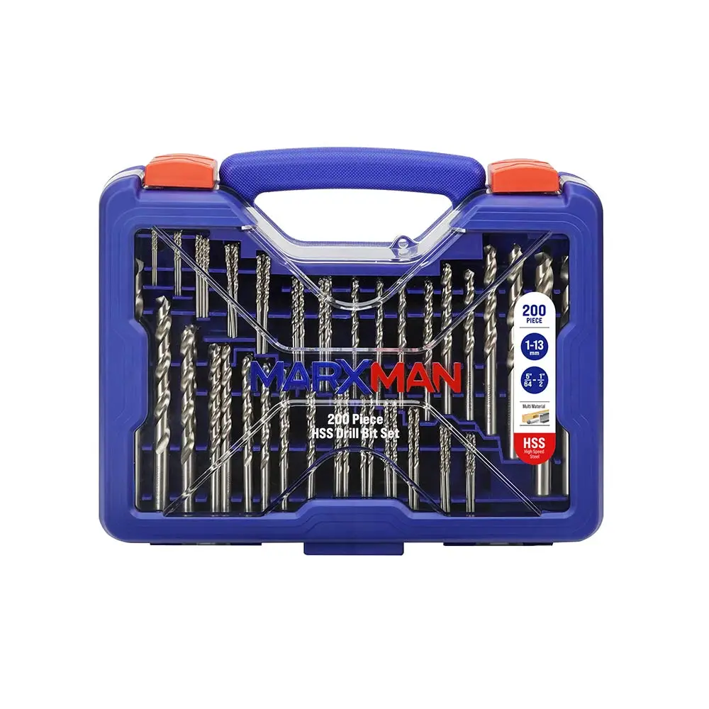 MARXMAN 1-13mm & 5/64-1/2 Inch HSS-Bright Jobber Drill Bit Set - 200 Piece MHSSSET200PC