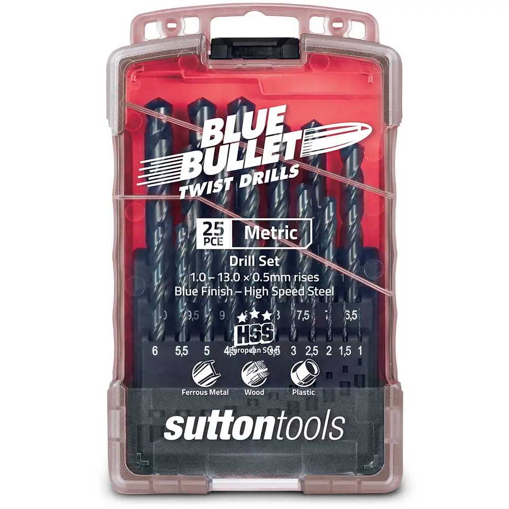 SUTTON 1-13mm Metric HSS-Blue Jobber Drill Bit Set - BLUE BULLET - 25 Piece D102TTM3