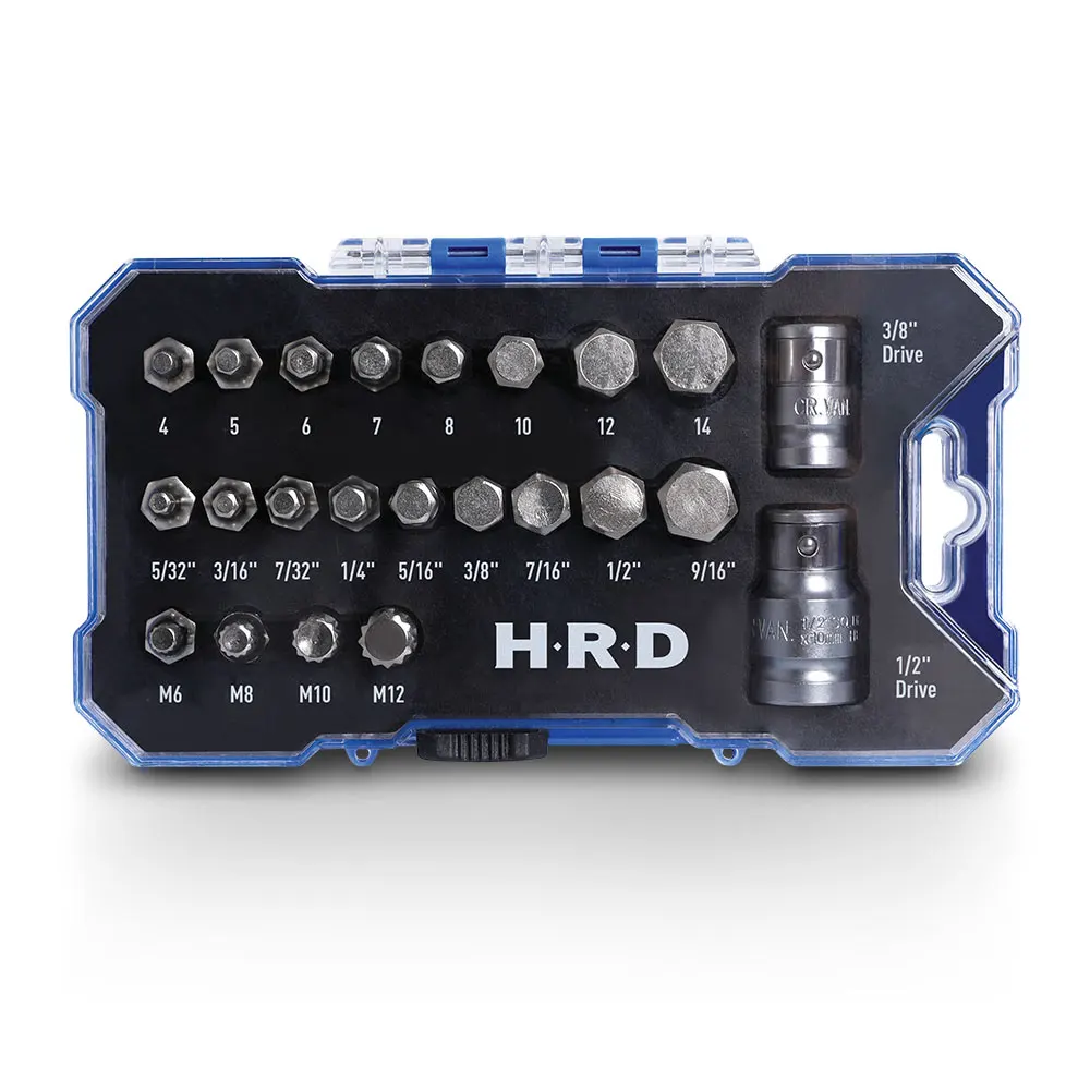 HRD 23 Piece 1/2-3/8inch Socket Set w. Spline HMXHS23