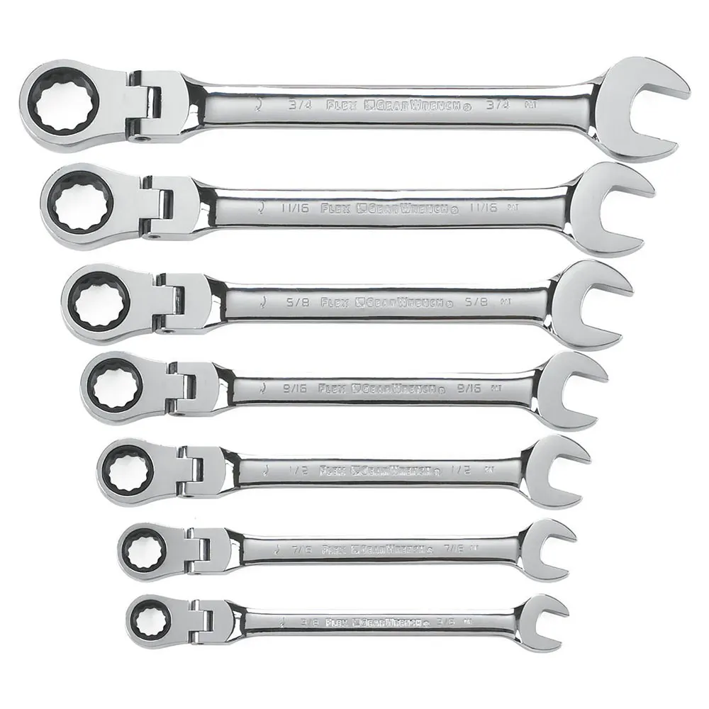 GEARWRENCH 72T 12 Point Ratcheting Combination SAE Wrench Set - 7 Piece 9700