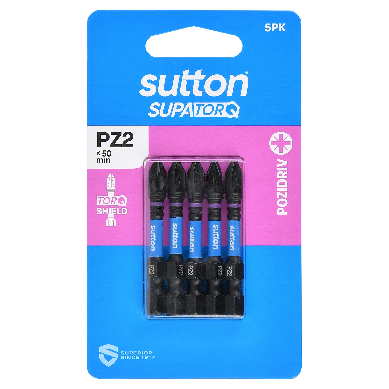 SUTTON SUPATORQ PZ2X50mm Pozidrive Screwdriver Bit - 5 Piece S202H05B02