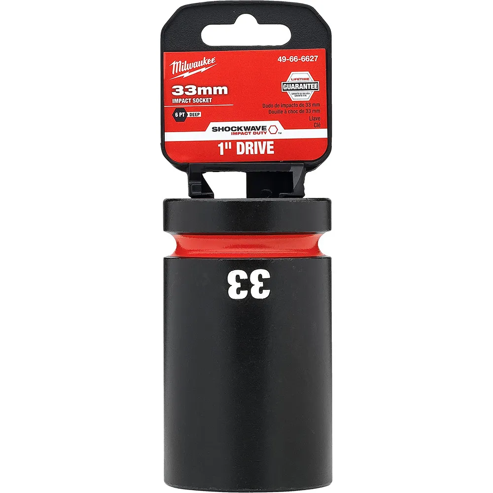 MILWAUKEE SHOCKWAVE 1inch Drive 33mm Deep 6 Point Impact Socket 49666627