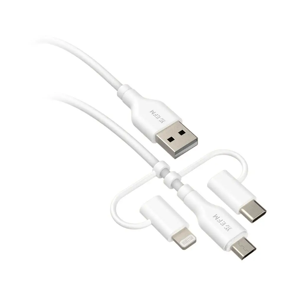 EFM 2m  3-in-1 USB-A Cable - White EFCASAE900WHI