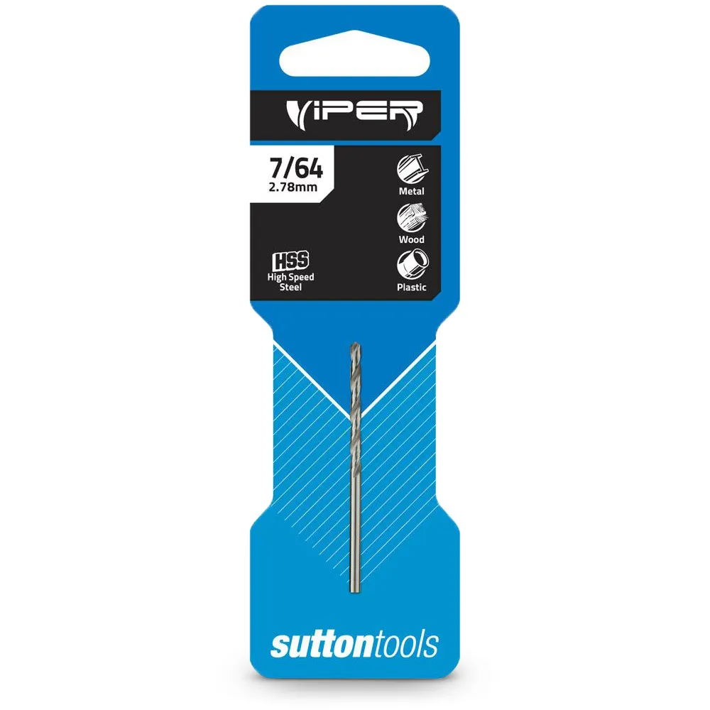 SUTTON 7/64inch x 67MM HSS-Bright Jobber Drill Bit - VIPER D1050278