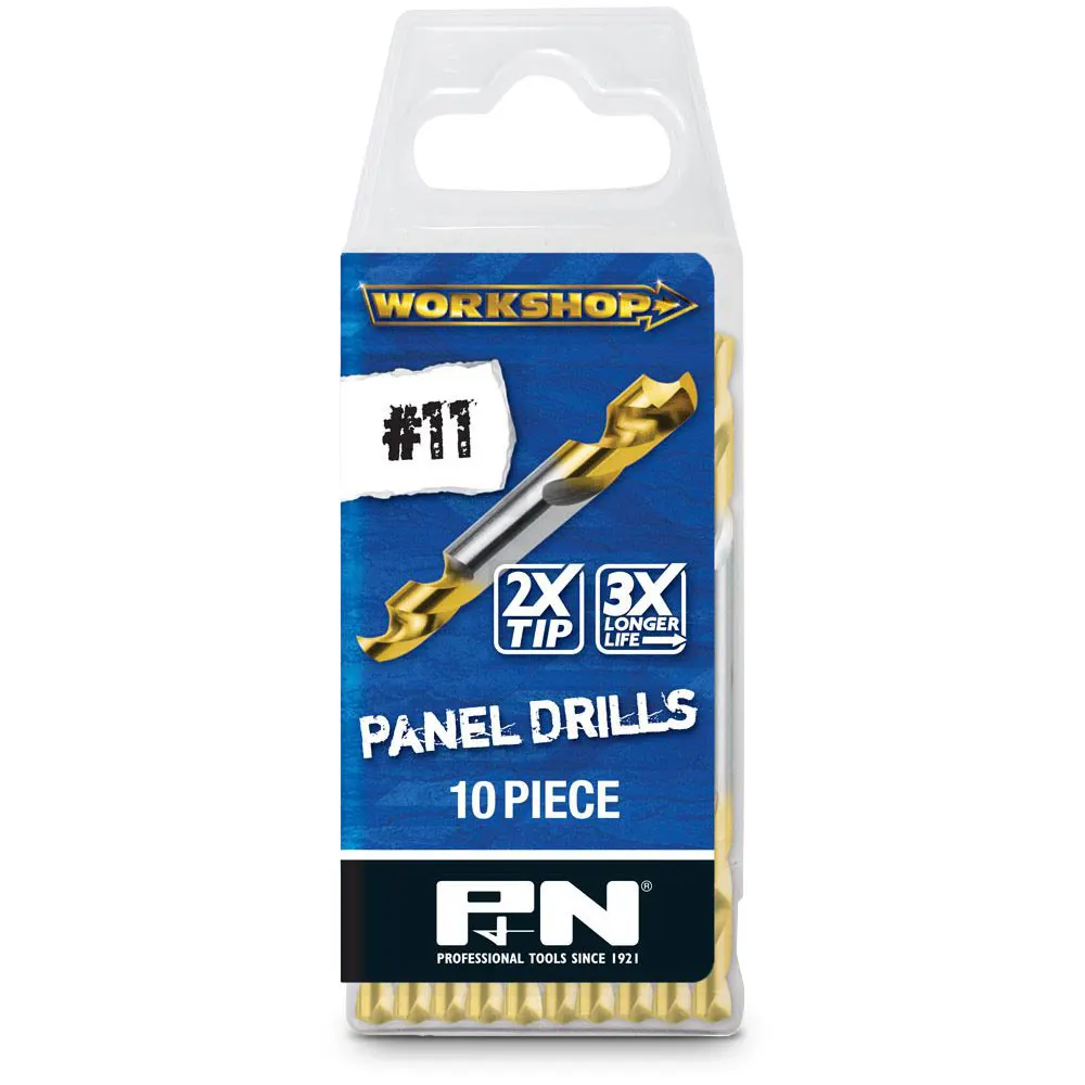P&N WORKSHOP No.11 x 54mm HSS-TiN Double-Ended Panel Drill - 10 Piece