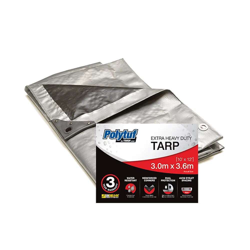 POLYTUF 3m x 3.6m Silver Black Heavy Duty Tarp SB1012