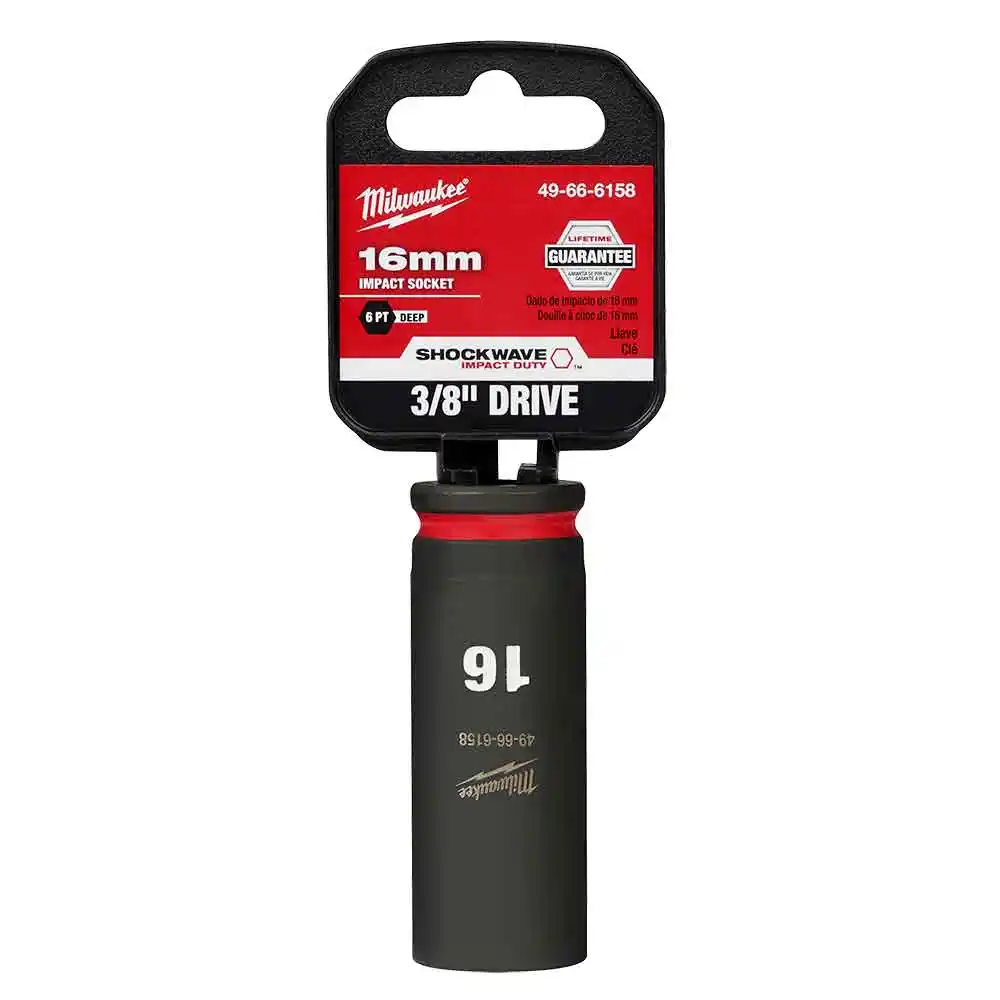 MILWAUKEE SHOCKWAVE 3/8" Drive 16mm Deep 6 Point Impact Socket 49666158