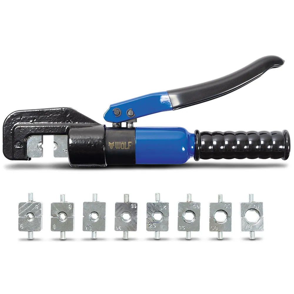 WOLF 9pc Hydraulic Crimper Kit 4-70mm 49KN WCHS09