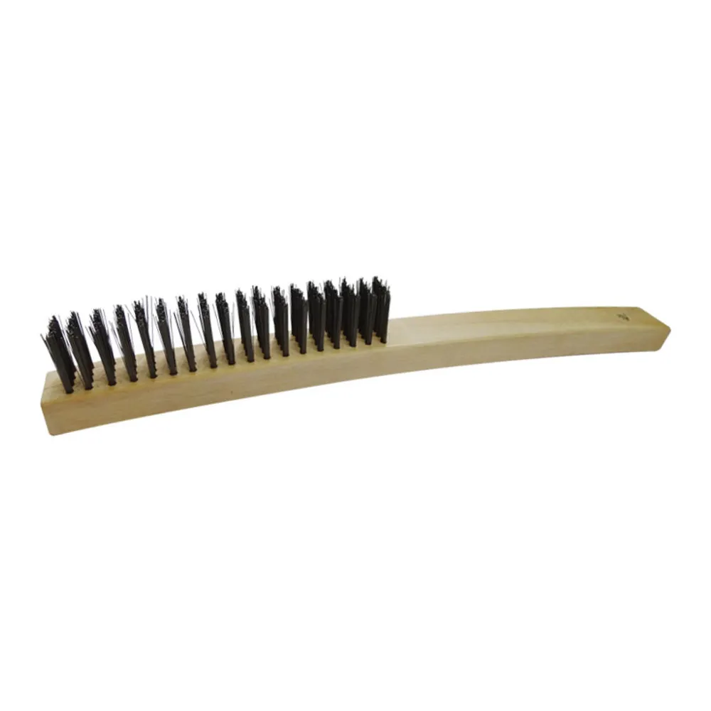 JOSCO 4-Row Steel Bristle Wood Long Handle Wire Brush