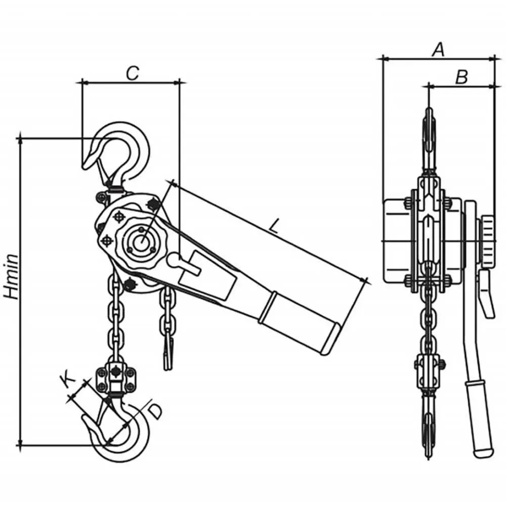 ITM 250kg 1.5m Lift Heavy Duty Lever Hoist Load Limited TM9042-00701
