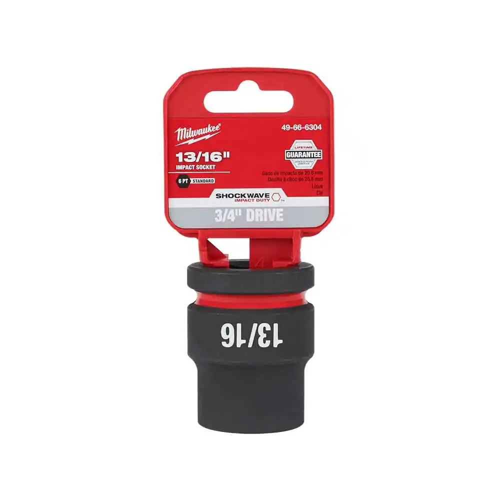 MILWAUKEE SHOCKWAVE 3/4" Drive 13/16" Standard 6 Point Impact Socket 49666304