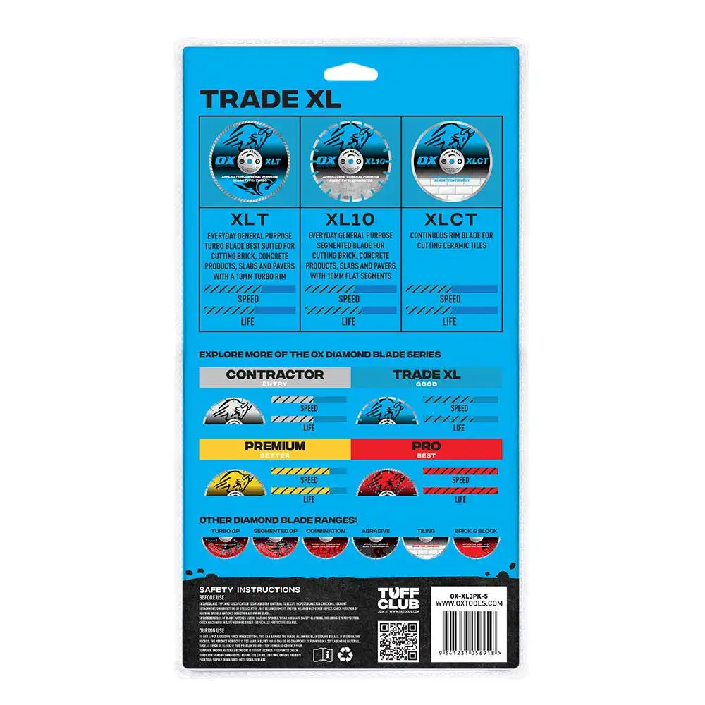 OX 125mm General Purpose Segmented Diamond Blade Set - 3 Piece OX-XL3PK-5