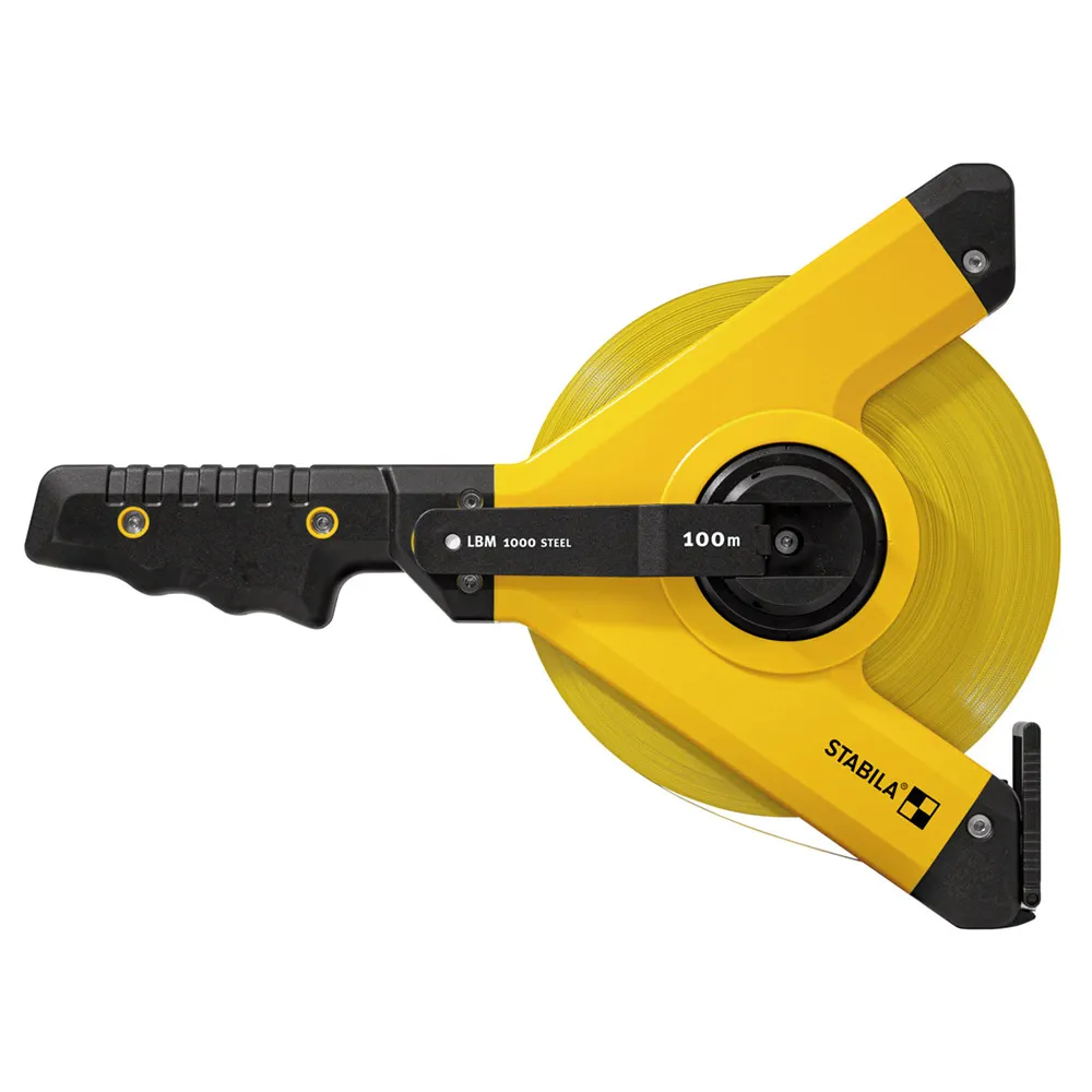 STABILA 100m x 13mm LBM 1000 Open Reel Steel Blade Tape Measure w/ Metric Scale Universal Hook 19653