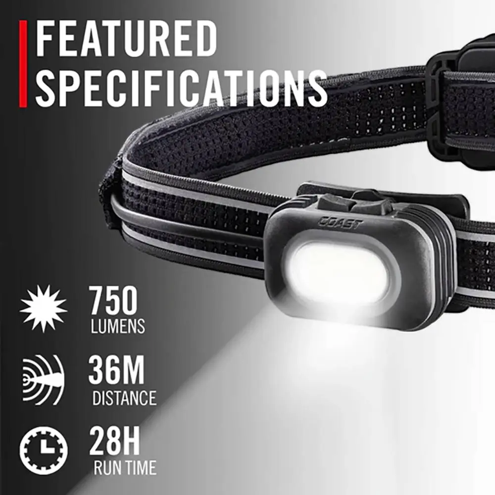 COAST 750 Lum Duel-Colour Rechargeable Headlamp COARL10R