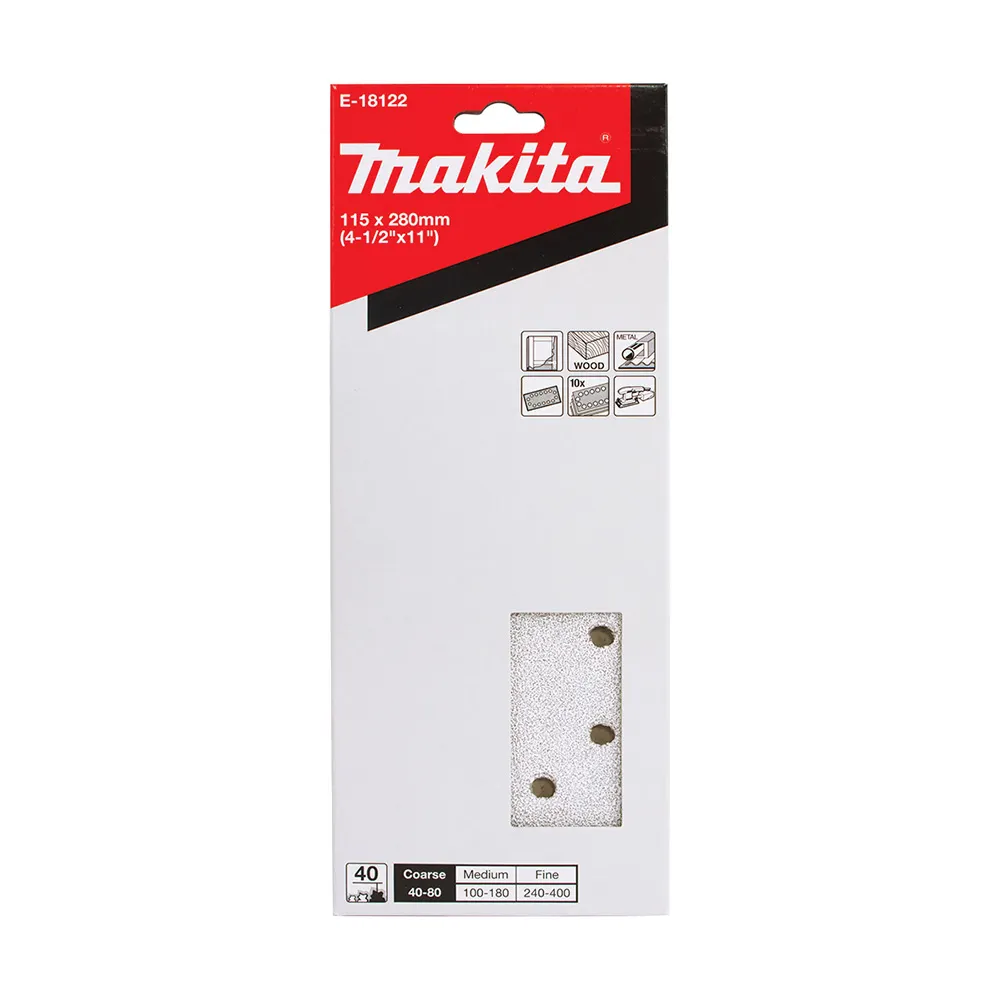 MAKITA 1/2 Sheet 40 Grit Sand Paper White - 10 Piece  E-18122