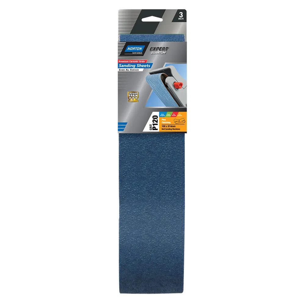 NORTON 100 x 914mm 120-Grit Zirconia Sanding Belt - General Purpose - 3 Piece 78072762828