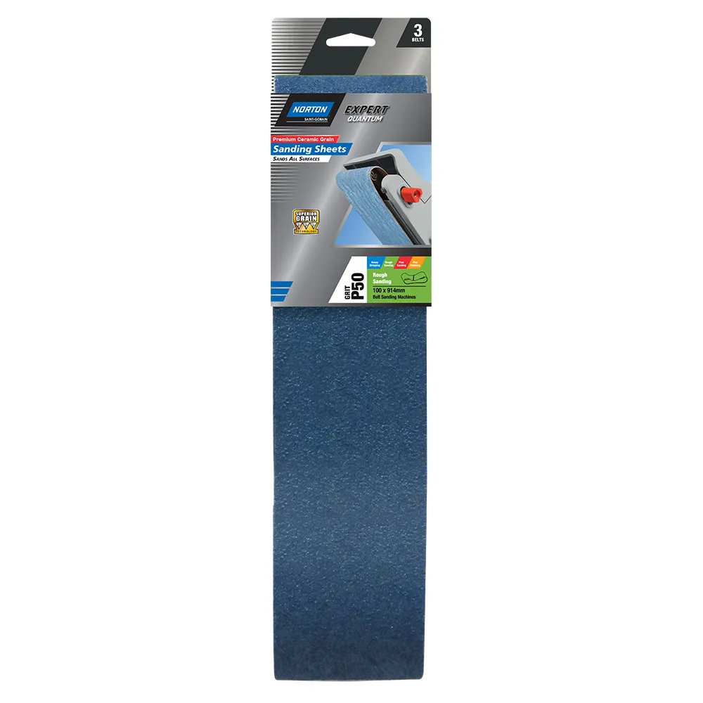 NORTON 100 x 914mm 50-Grit Zirconia Sanding Belt - General Purpose - 3 Piece 78072762826