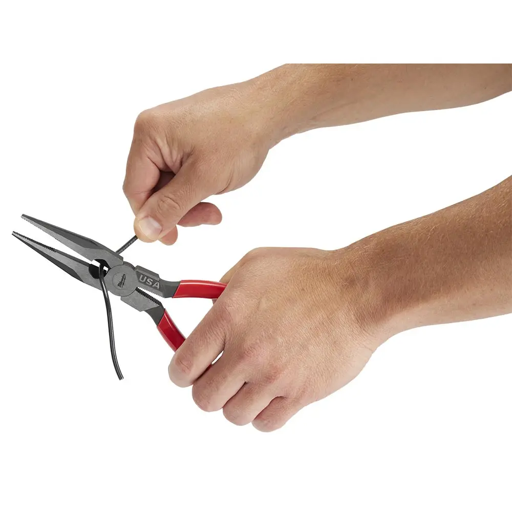 MILWAUKEE 203mm USA Made Plastic Grip Handle Long Nose Plier MT505