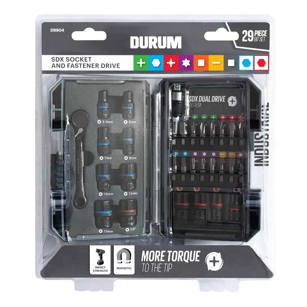 DURUM 25mm Assorted Screwdriver w/ Socket Bit Set - 29 Piece DB904