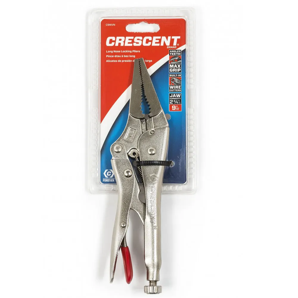 CRESCENT 230MM/9" Long Nose Locking Pliers w/ Wire Cutter C9NVN-08