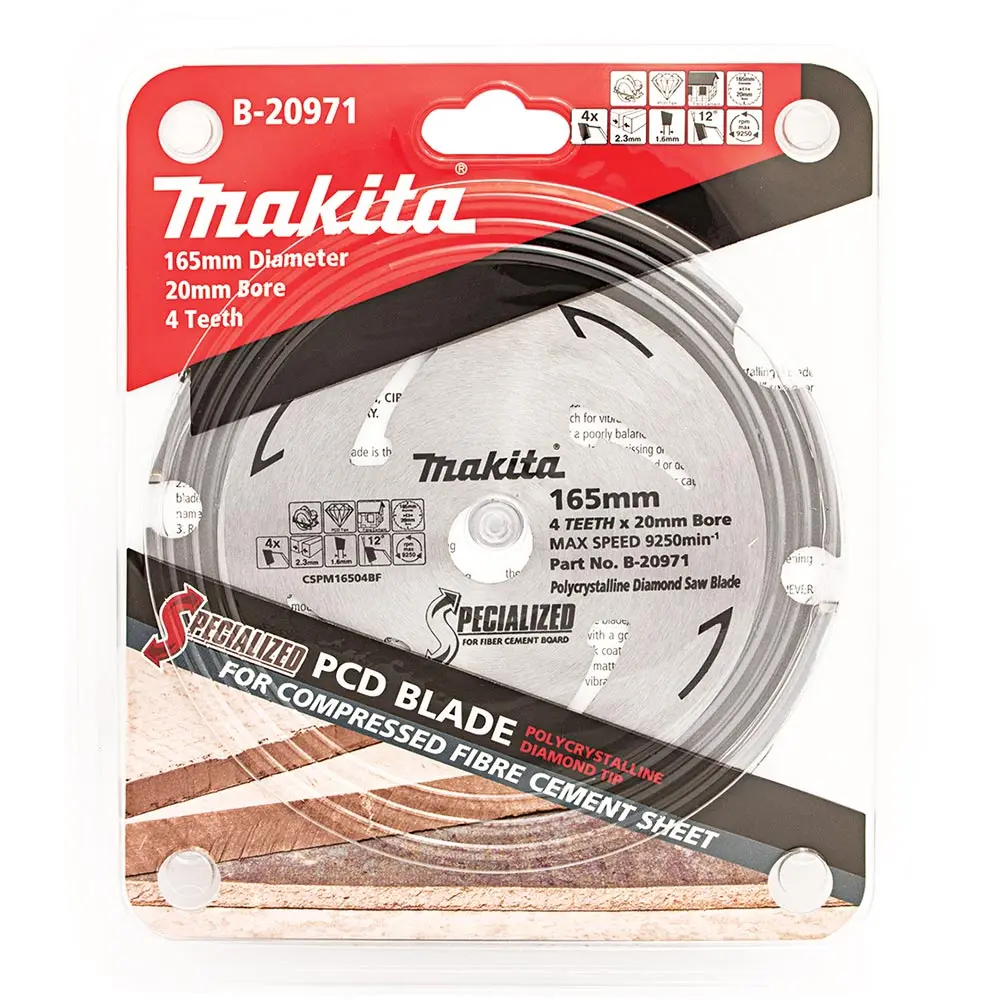 MAKITA 165mm 4T PCD Circular Saw Blade for Fibre Cement Cutting - SPECIALIZED