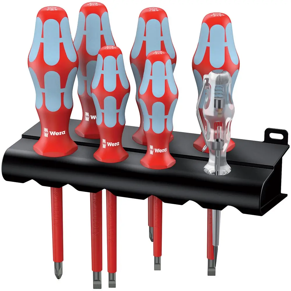 WERA 7 Piece Stainless Steel VDE Screwdriver Set Laser Tip WER022728