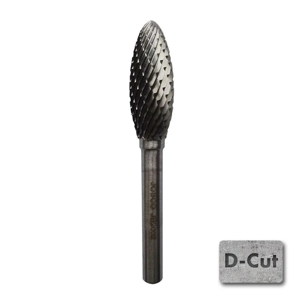JOSCO 12 x 32mm 1/4inch Shank Flame Diamond Cut Carbide Burr