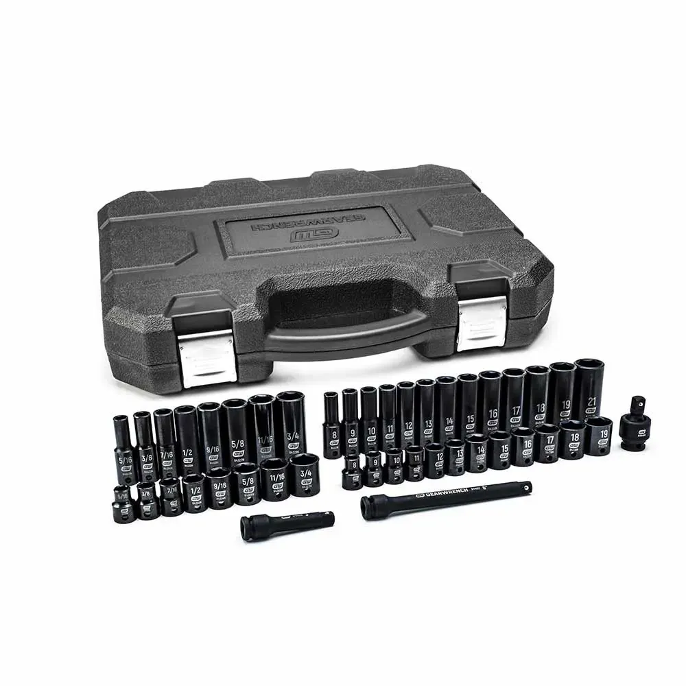 GEARWRENCH 3/8inch Drive 6 Point Standard & Deep Impact Socket Set - 44 Piece 84916N
