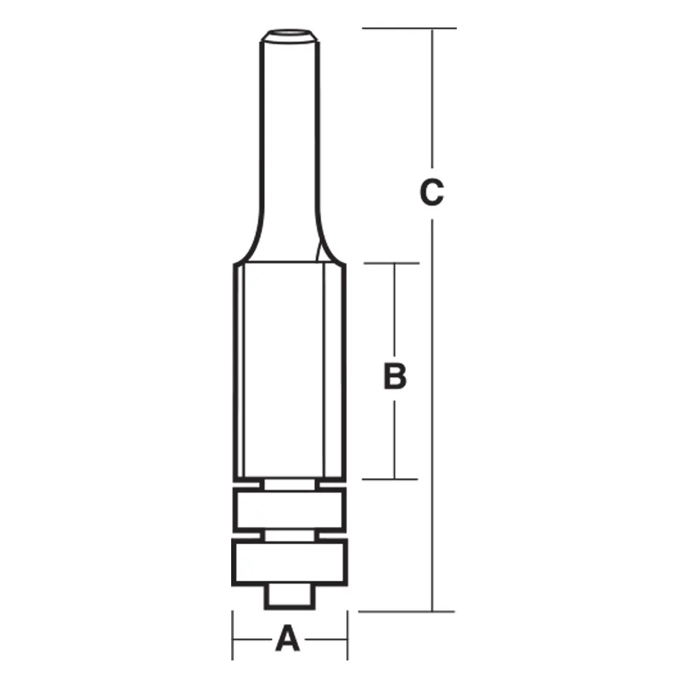CARBITOOL Router Bit TCT Extra Long Flush Trim w.Bearing 1/2inch -Diameter 1/2inch -Shank TXX 8016 BB 1/2