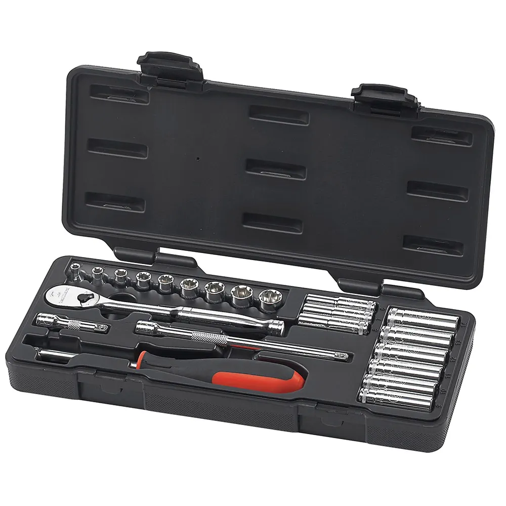 GEARWRENCH 22 pcs 1/4inch Drive 6 and 12 Point Metric Standard and Deep Mechanics Tool Set 80327
