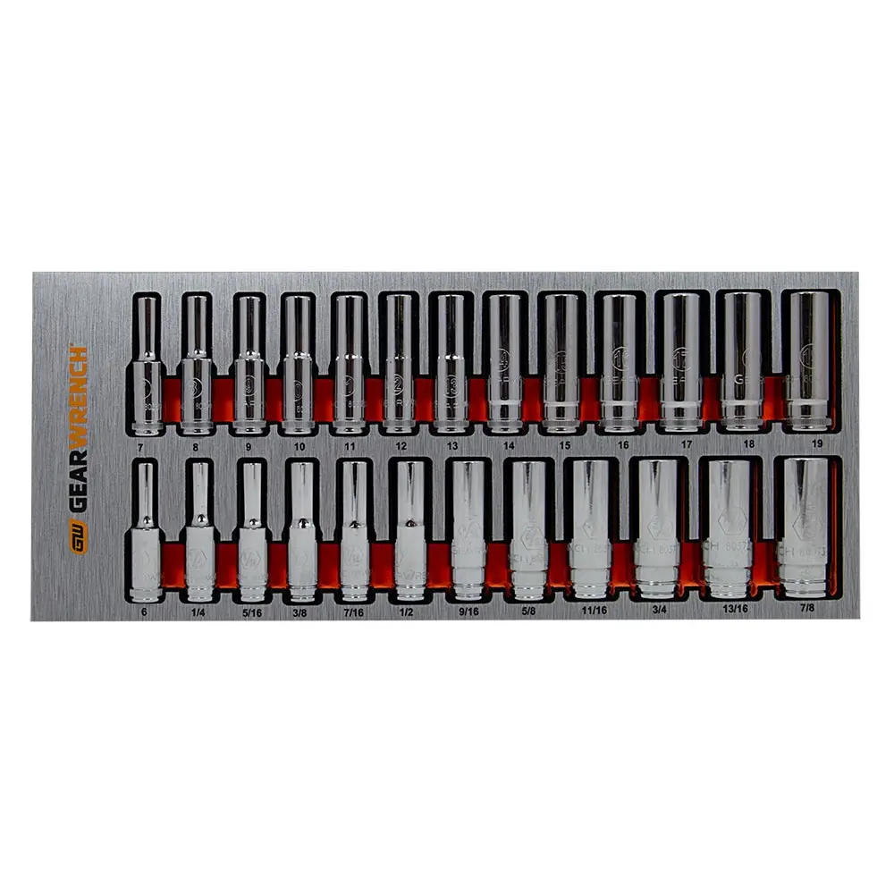 GEARWRENCH EVA Tray 3/8" Drive Deep Sockets Metric/SAE - 25 Piece 83996