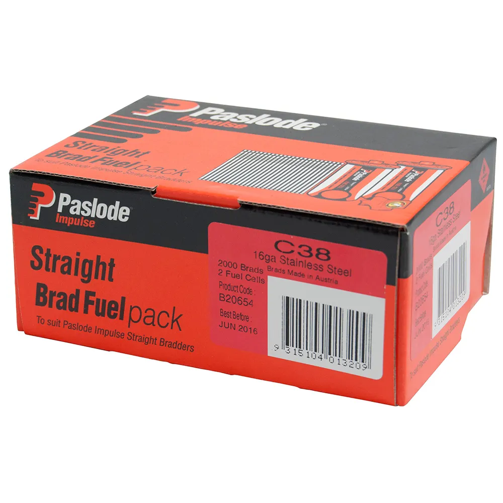 PASLODE 38mm C Series Straight Brads 2000 Pack B20654
