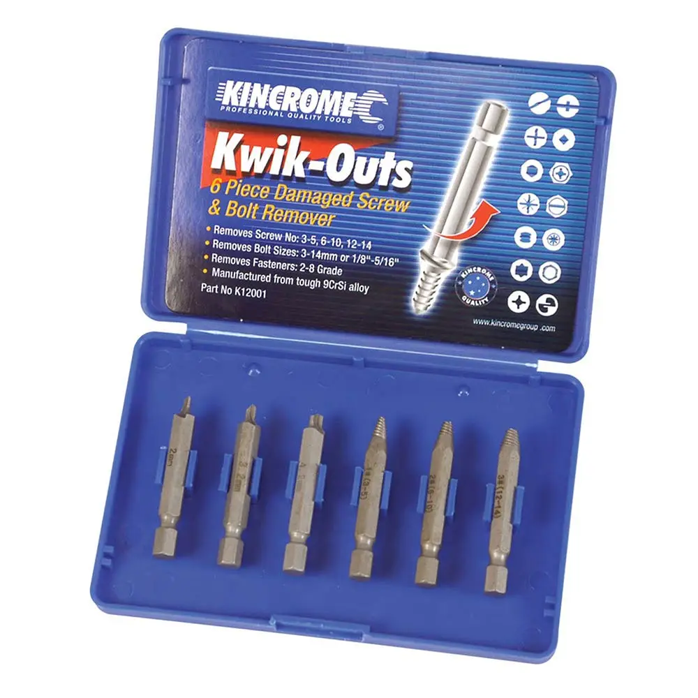 KINCROME 6 Piece Kwik-Outs Damaged Screw & Bolt Remover K12001