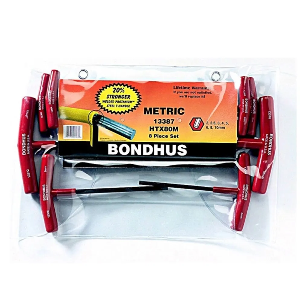 BONDHUS 8 Piece Metric T Handle Hex Key Set BD13387
