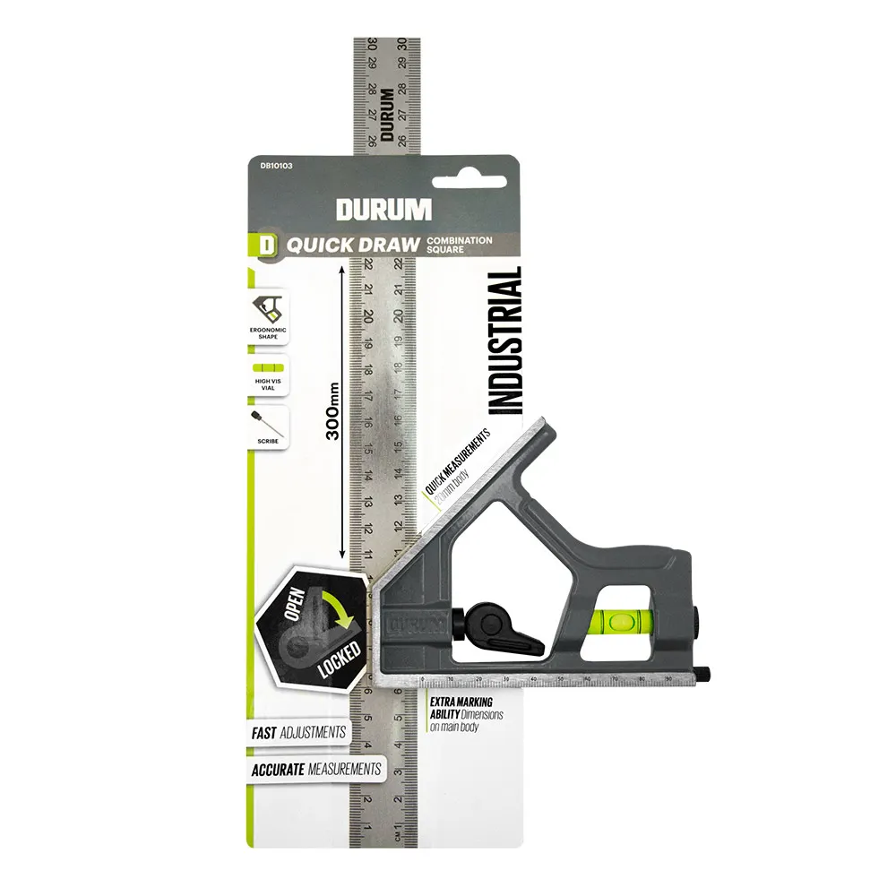 DURUM Quickdraw 300mm Combination Square Metal DB10103