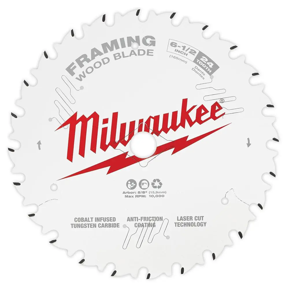 MILWAUKEE 165mm 24T Framing Circular Saw Blade - Wood 48408620