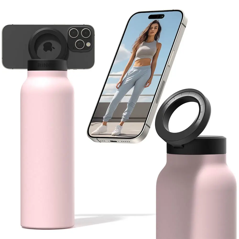 RINGO 710ml (24oz) Water Bottle - with Magnetic Phone Mount - Pink B2PK24LSC1