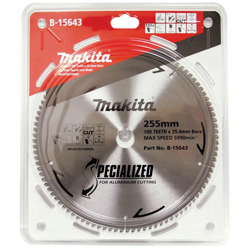 MAKITA 255mm 100T TCT Circular Saw Blade for Aluminium Cutting - Mitre Saws - SPECIALIZED B-15643
