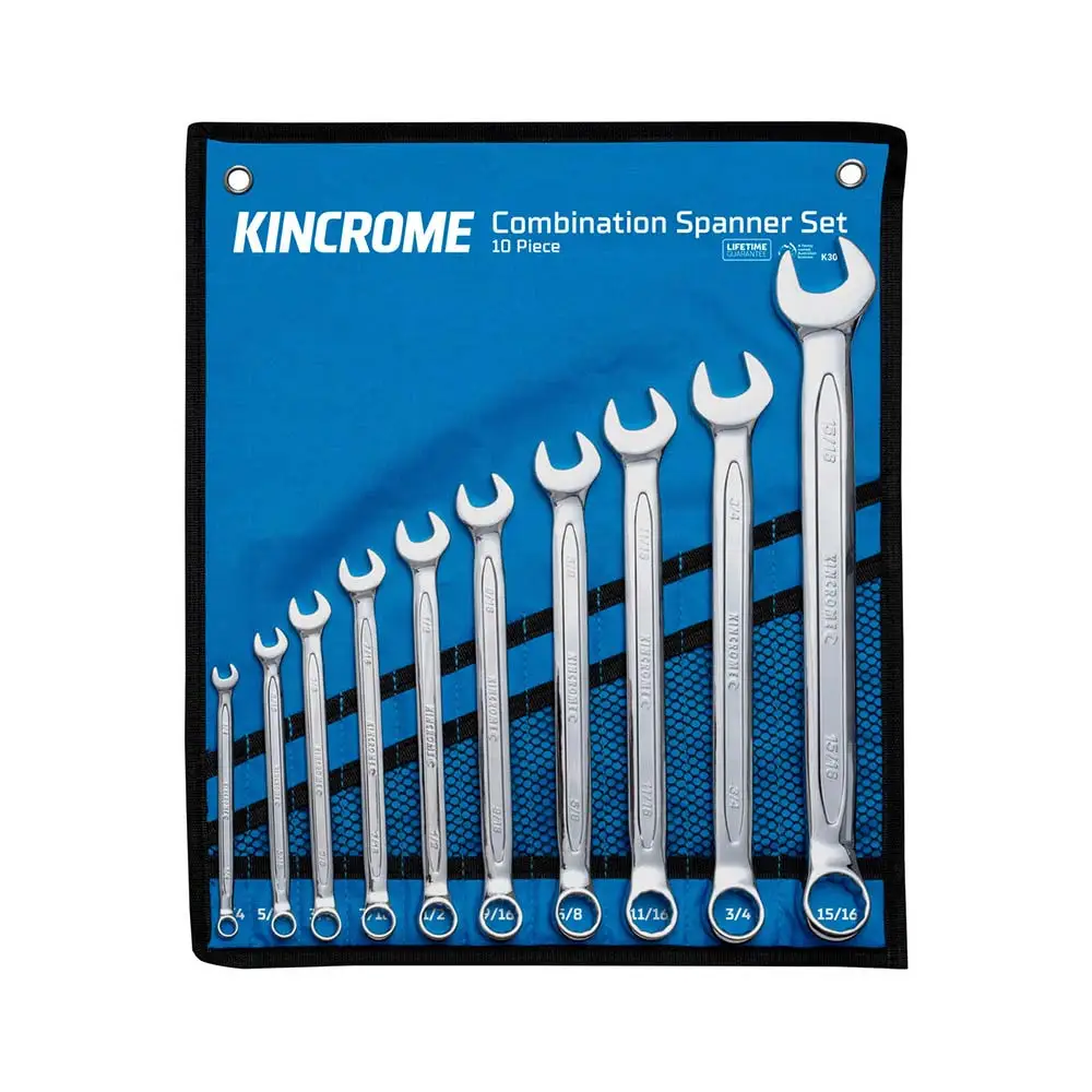 KINCROME 10 Piece 1/4" - 15/16" AF Combination Spanner Set K3046