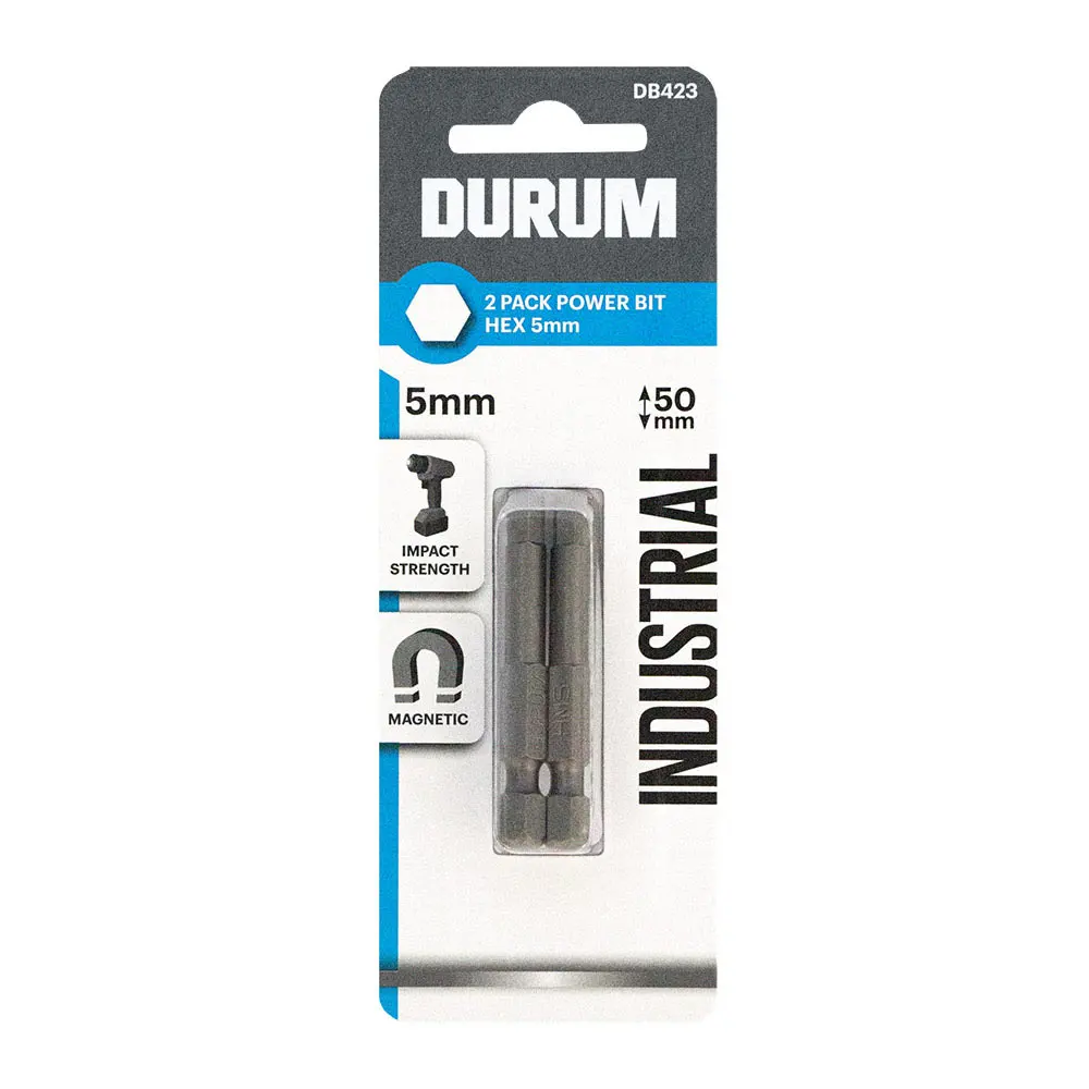 DURUM 5x50mm Hex Power Screwdriver Bit - 2 Piece DB423