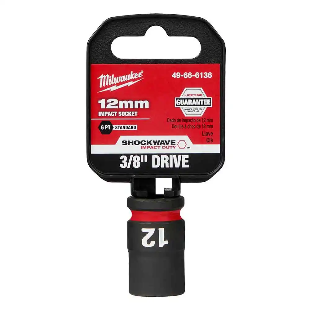 MILWAUKEE SHOCKWAVE 3/8" Drive 12mm Standard 6 Point Impact Socket 49666136