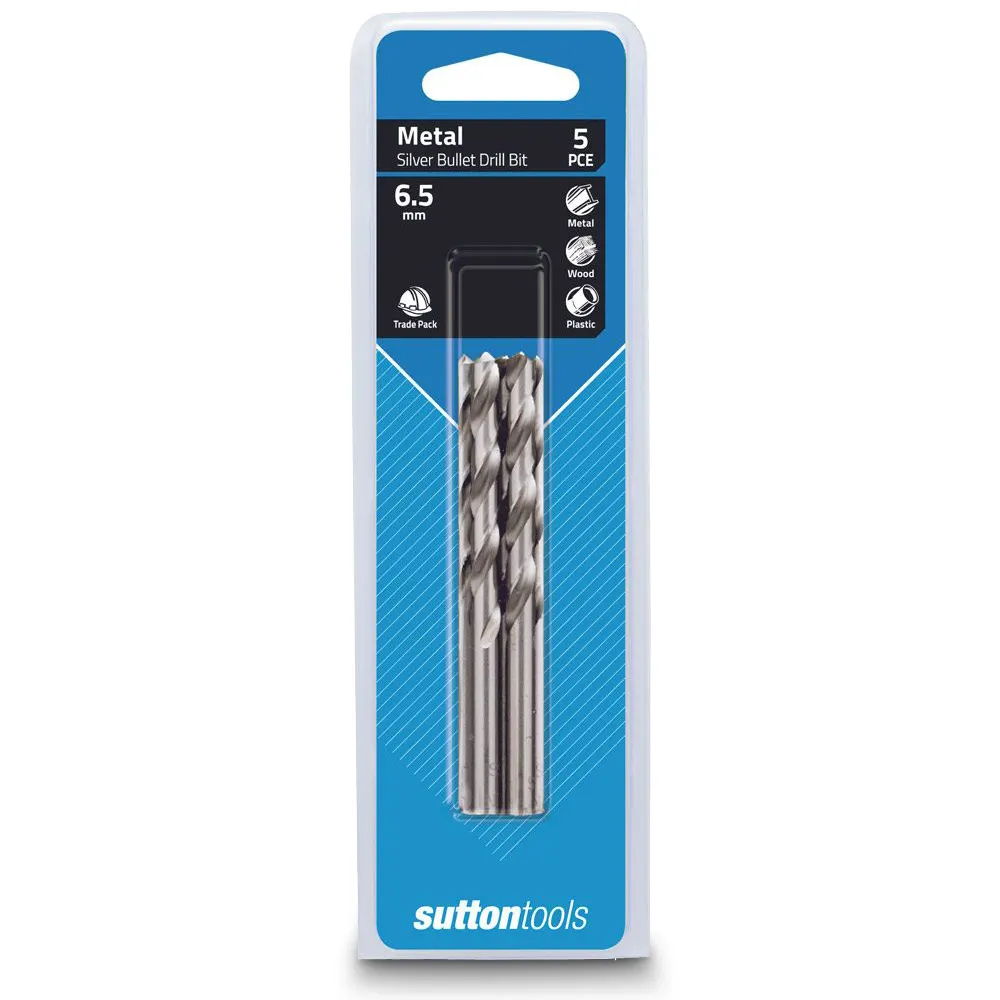 SUTTON 6.5 x 101mm Metal Jobber Drill Bit HSS SILVER BULLET - 5 Piece