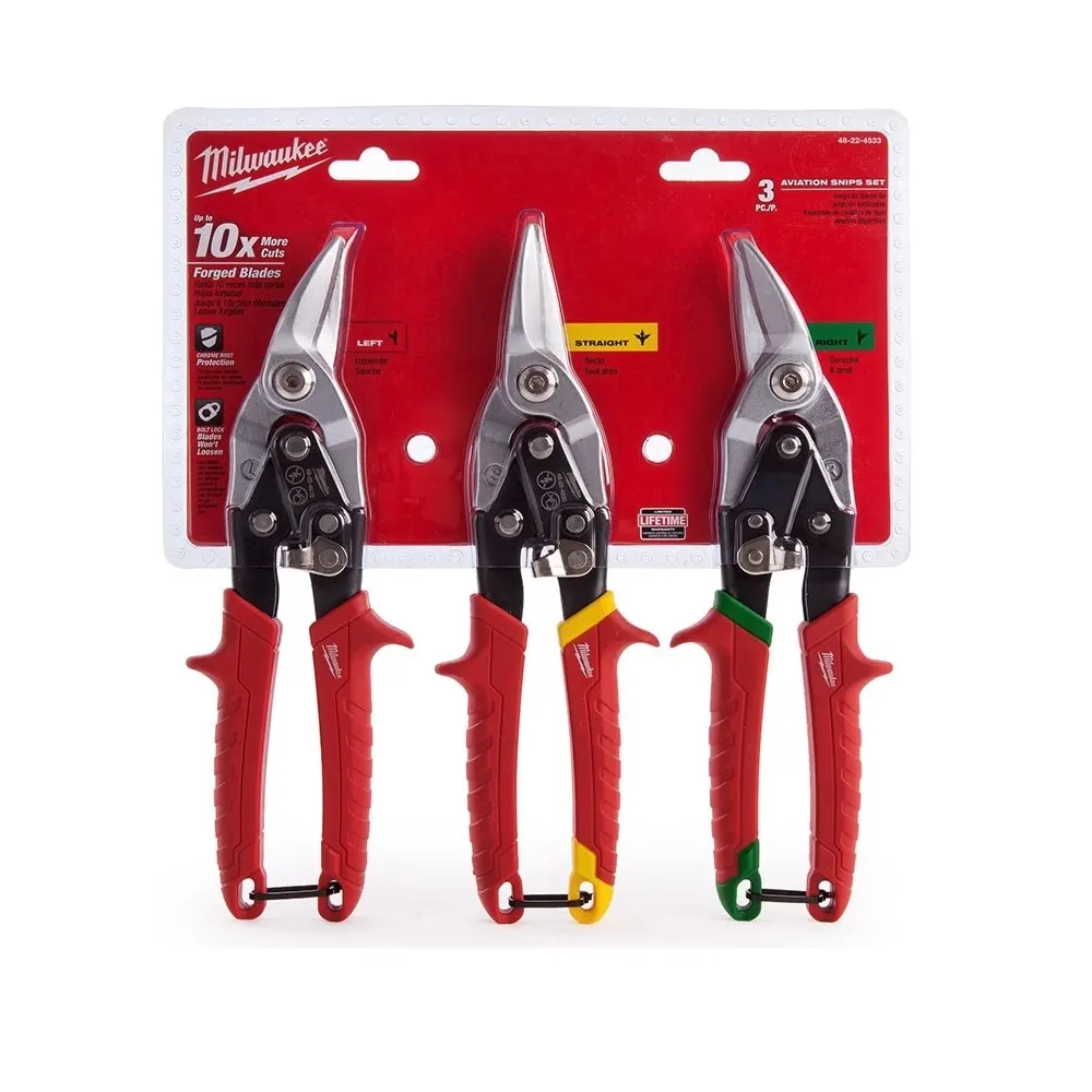 MILWAUKEE 3 Piece Aviation Tin Snip Set 48224533