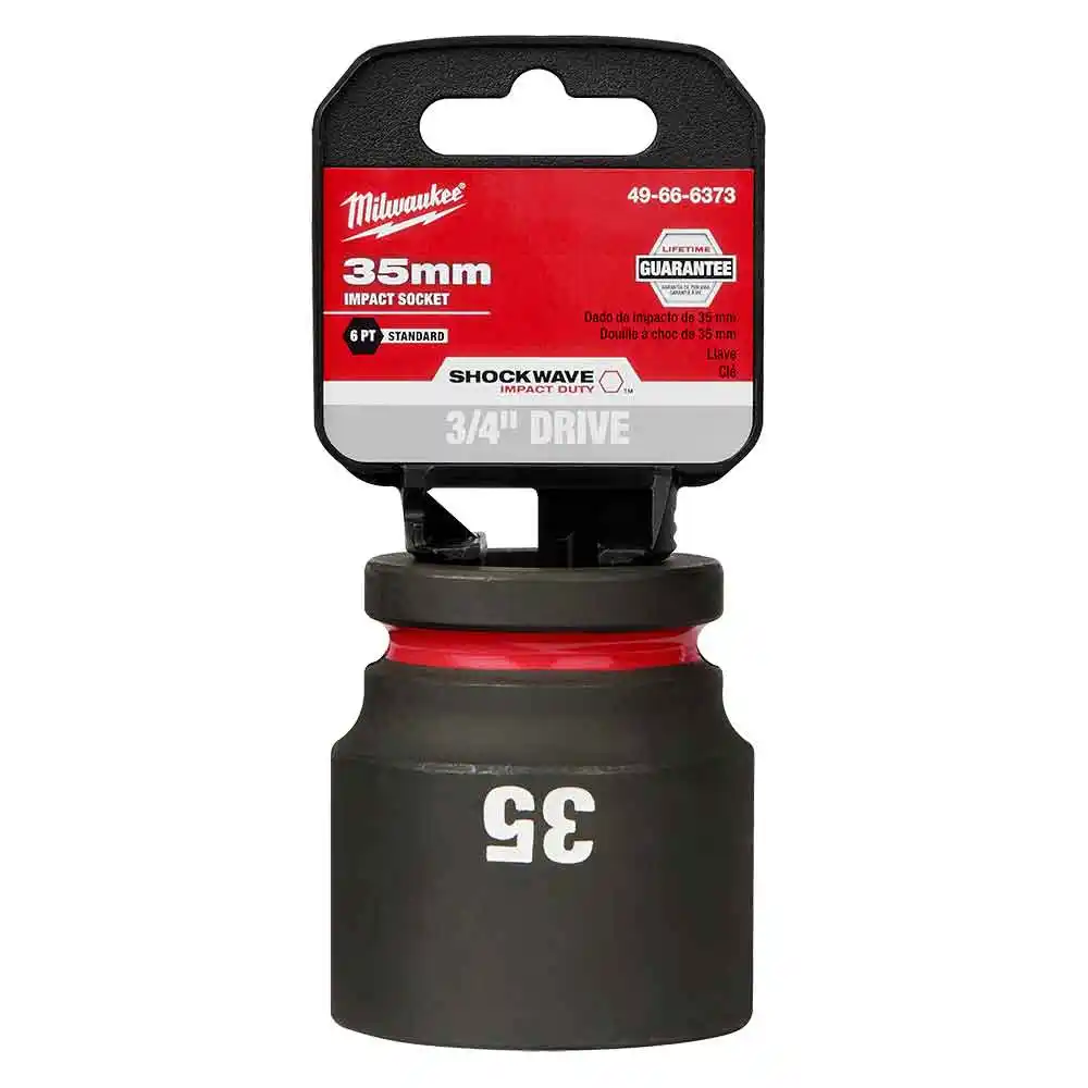 MILWAUKEE SHOCKWAVE 3/4inch Drive 35mm Standard 6 Point Impact Socket 49666373