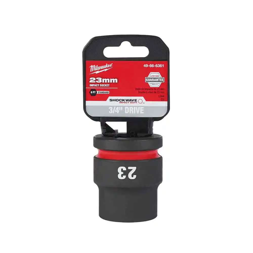 MILWAUKEE SHOCKWAVE 3/4inch Drive 23mm Standard 6 Point Impact Socket 49666361