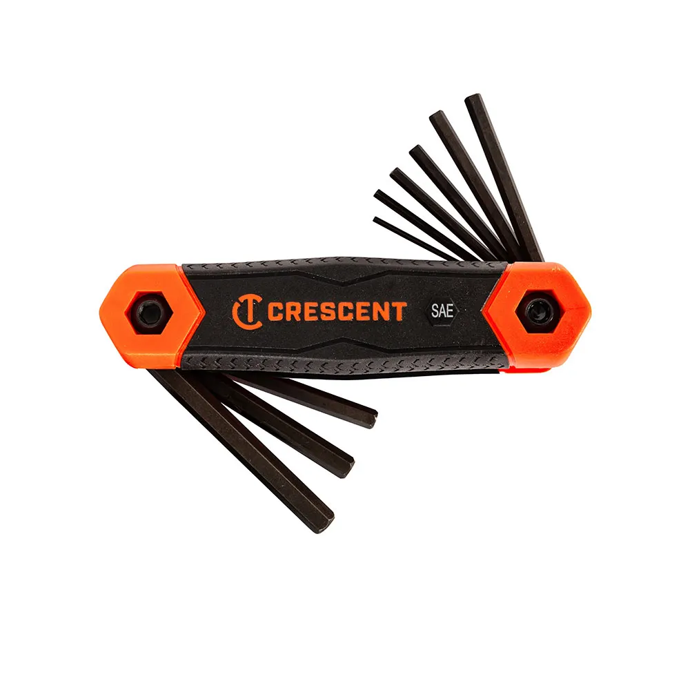 CRESCENT 9 Pc. Folding Sae Hex Dual Material Key Set CHKFSAE9