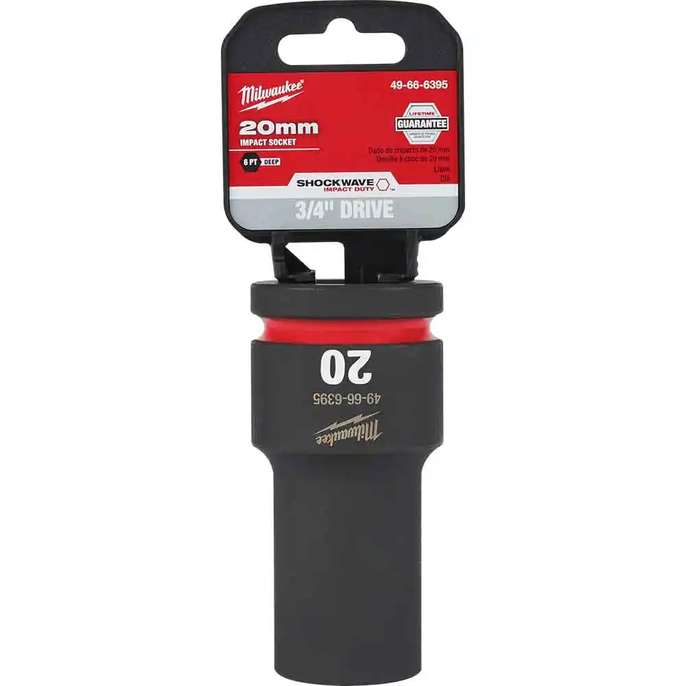 MILWAUKEE SHOCKWAVE 3/4inch Drive 20mm Deep 6 Point Impact Socket 49666395